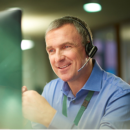 man wearing headset