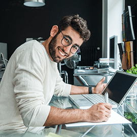 man working on laptop 