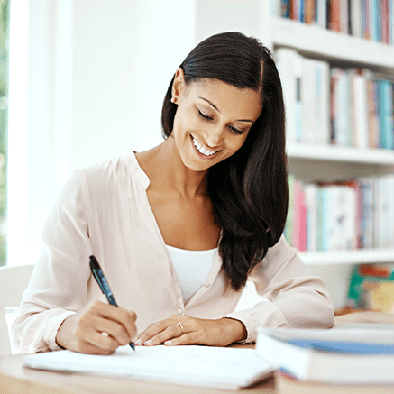 woman filling out form